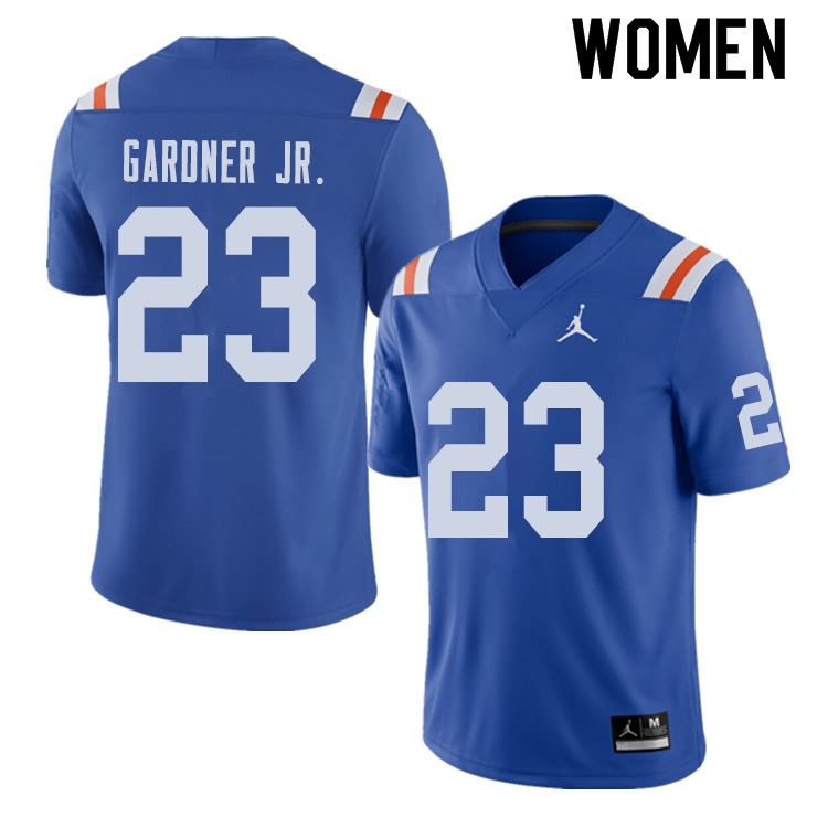 NCAA Florida Gators Chauncey Gardner Jr. Women's #23 Jordan Brand Alternate Royal Throwback Stitched Authentic College Football Jersey MBW8164EW